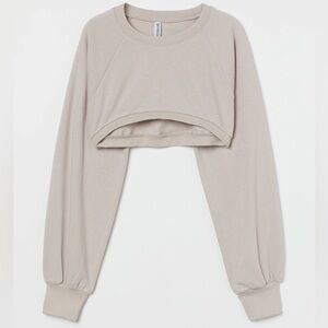 H&M Cropped Sweatshirt - Light beige